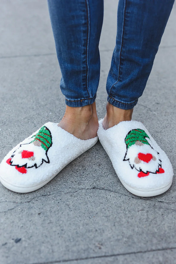 Christmas Elf Heart Print Fleece Slippers - Coeur de la Mode