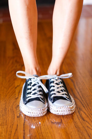 Get Their Attention Black Studded Canvas Sneakers - Coeur de la Mode