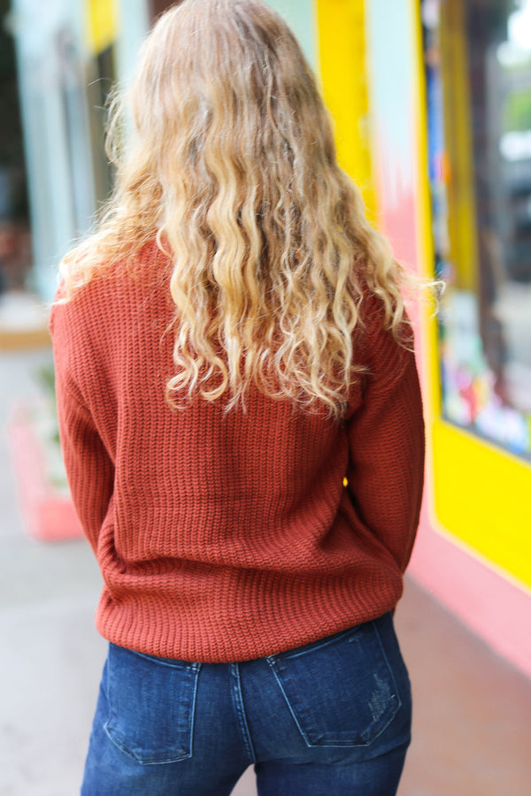 All I Want Thanksgiving Pop Up Embroidery Chunky Sweater - Coeur de la Mode