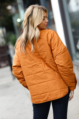 Eyes On You Butterscotch Quilted Puffer Jacket - Coeur de la Mode