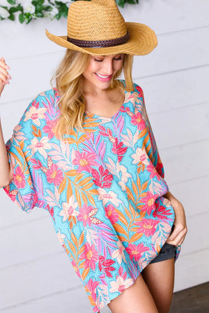 Multicolor Tropical Floral Print Woven Top - Coeur de la Mode