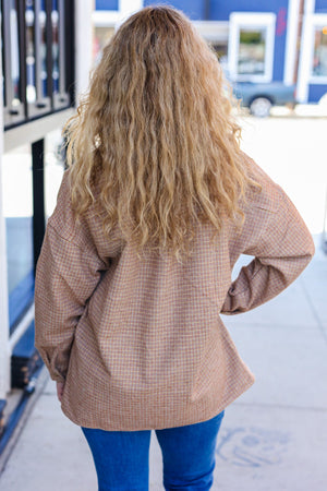 Start You Day Rust Flannel Plaid Oversized Shacket - Coeur de la Mode