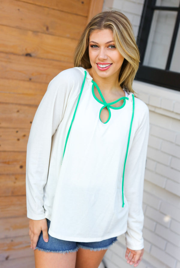 Feeling It Kelly Green Clover Cut Out Terry Hoodie - Coeur de la Mode