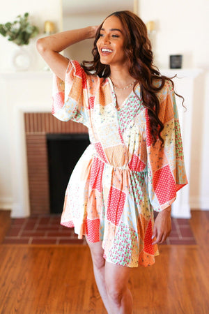 Multicolor Paisley Patchwork Surplice Romper - Coeur de la Mode