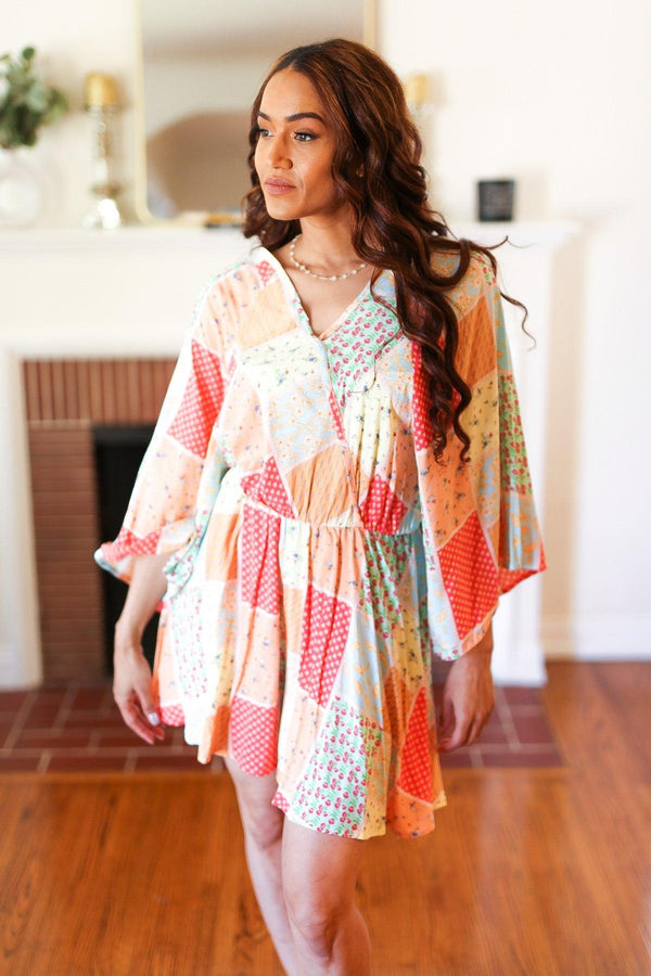 Multicolor Paisley Patchwork Surplice Romper - Coeur de la Mode