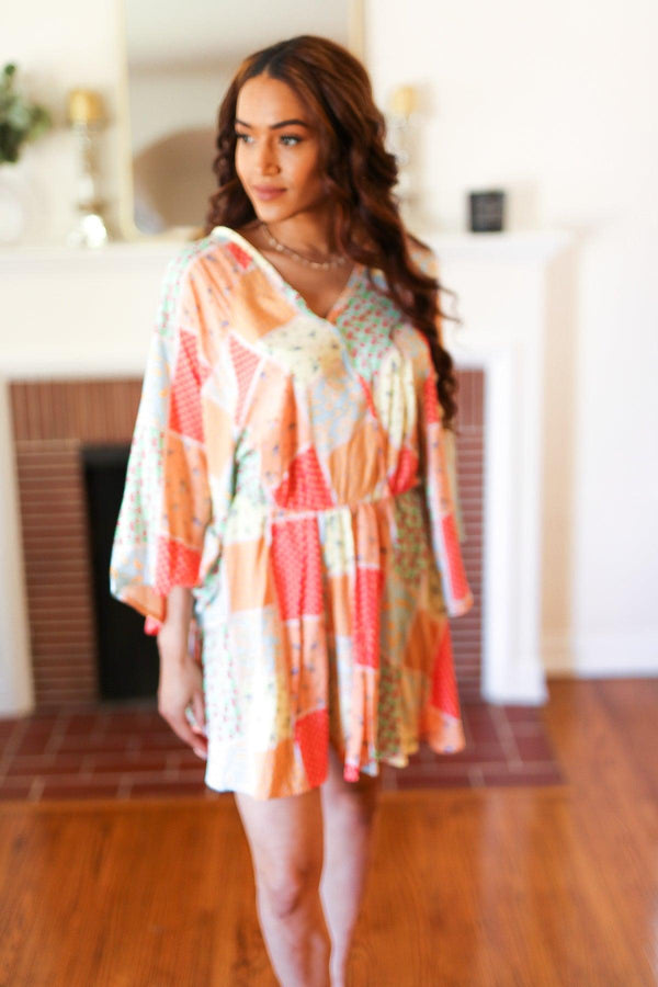 Multicolor Paisley Patchwork Surplice Romper - Coeur de la Mode