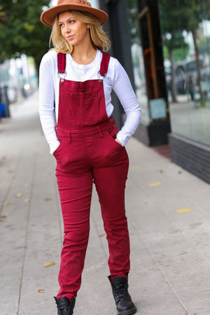 Scarlet High Waist Denim Double Cuff Overalls - Coeur de la Mode