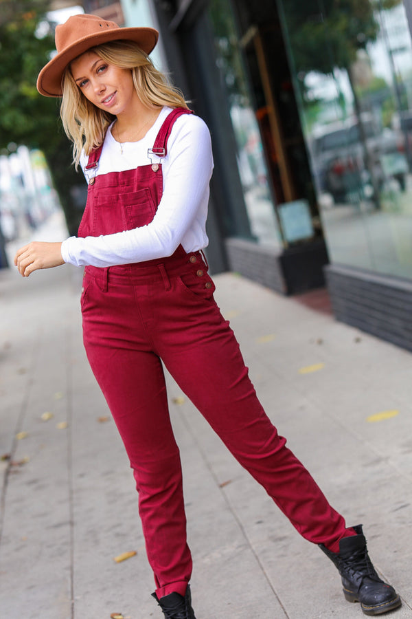 Scarlet High Waist Denim Double Cuff Overalls - Coeur de la Mode