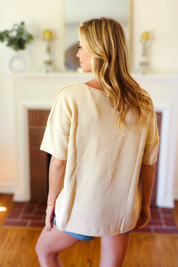American Flag Jacquard Knit Sweater Top - Coeur de la Mode