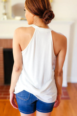 Cream Boho Paisley Thermal Halter Top - Coeur de la Mode