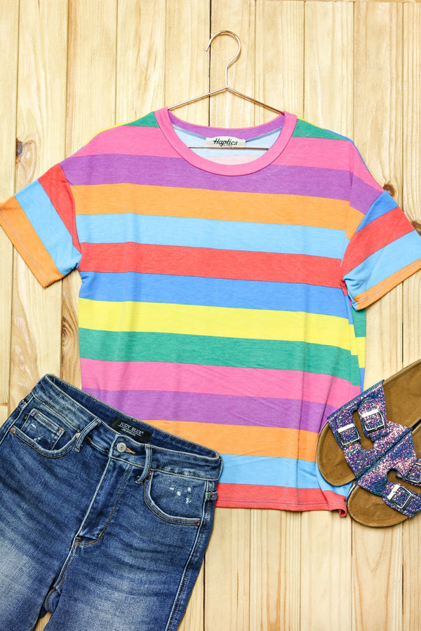 Step Into Spring Multicolor Stripe Terry Top - Coeur de la Mode