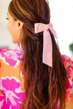Soft Pink Velvet Barrette Clip Bow - Coeur de la Mode