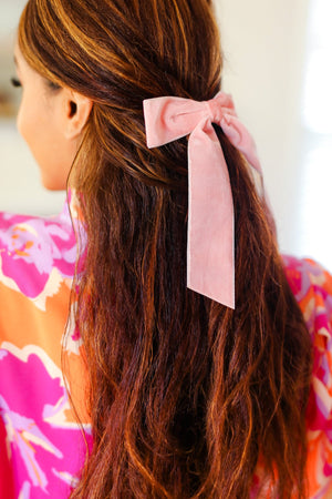 Soft Pink Velvet Barrette Clip Bow - Coeur de la Mode