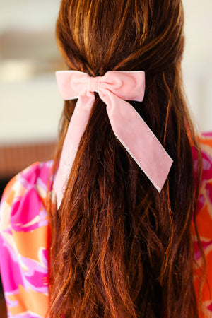 Soft Pink Velvet Barrette Clip Bow - Coeur de la Mode