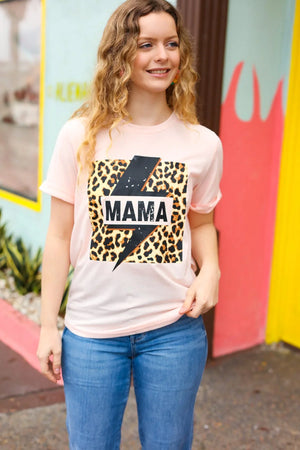 Peach "Mama" Animal Print Graphic Tee - Coeur de la Mode