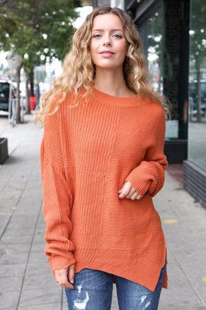 Autumn Vibes Pumpkin Asymmetrical Knit Sweater - Coeur de la Mode