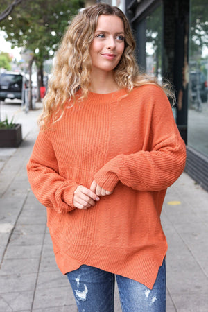 Autumn Vibes Pumpkin Asymmetrical Knit Sweater - Coeur de la Mode