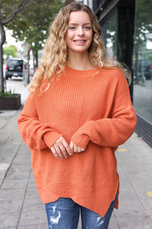 Autumn Vibes Pumpkin Asymmetrical Knit Sweater - Coeur de la Mode