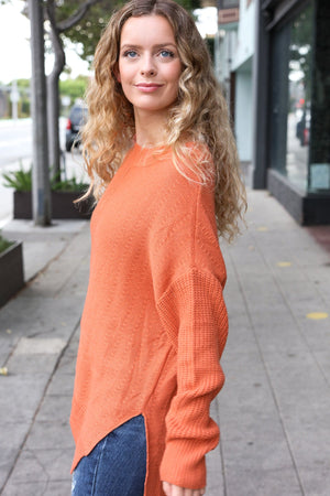 Autumn Vibes Pumpkin Asymmetrical Knit Sweater - Coeur de la Mode