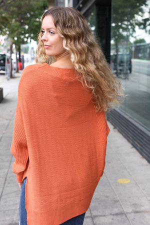 Autumn Vibes Pumpkin Asymmetrical Knit Sweater - Coeur de la Mode