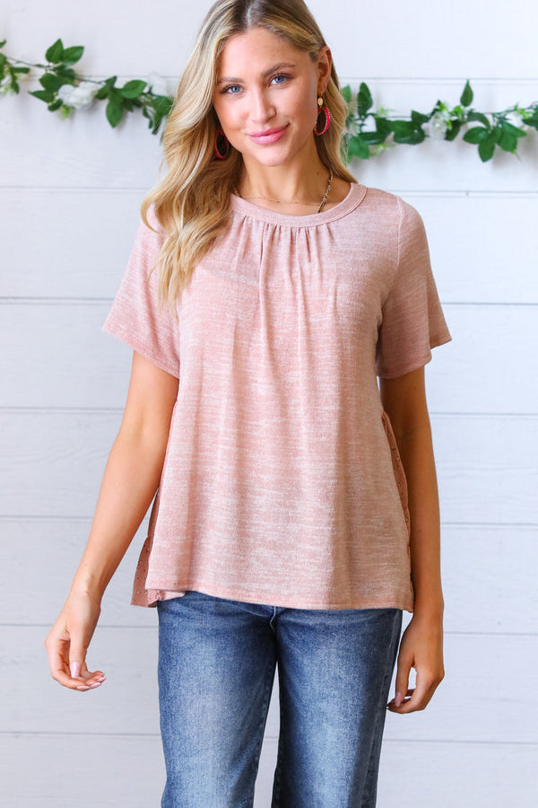 Mauve Tie Back Crinkle Floral Top - Coeur de la Mode