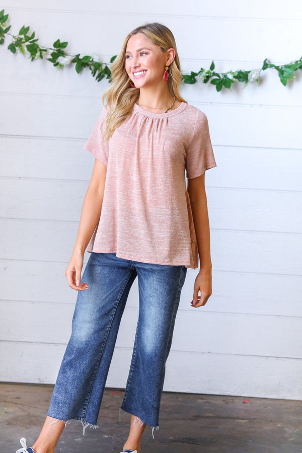 Mauve Tie Back Crinkle Floral Top - Coeur de la Mode