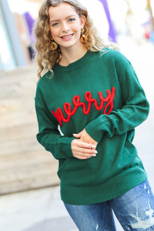 Be Merry Hunter Green Pop Up Lurex Sweater - Coeur de la Mode