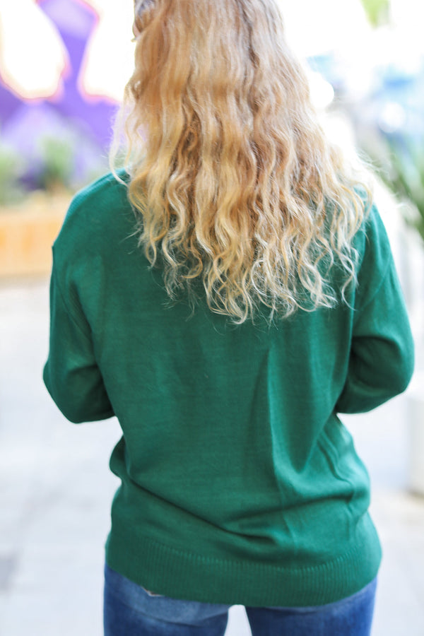 Be Merry Hunter Green Pop Up Lurex Sweater - Coeur de la Mode