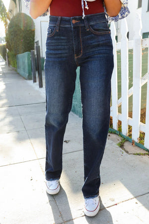 Judy Blue Midnight Horizon Mid Rise Straight Leg Denim Jeans - Coeur de la Mode