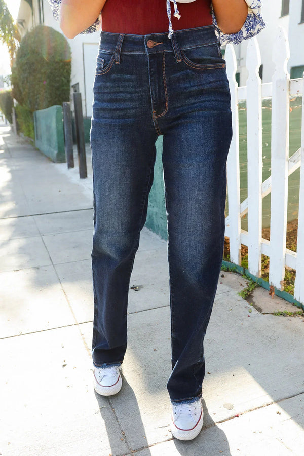 Judy Blue Midnight Horizon Mid Rise Straight Leg Denim Jeans - Coeur de la Mode
