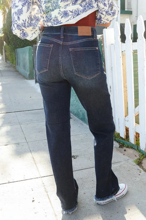 Judy Blue Midnight Horizon Mid Rise Straight Leg Denim Jeans - Coeur de la Mode