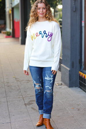 More the Merrier White Pop Up Lurex Sweater - Coeur de la Mode