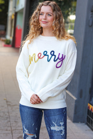 More the Merrier White Pop Up Lurex Sweater - Coeur de la Mode