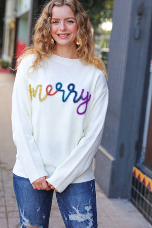 More the Merrier White Pop Up Lurex Sweater - Coeur de la Mode