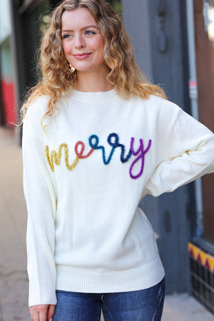More the Merrier White Pop Up Lurex Sweater - Coeur de la Mode