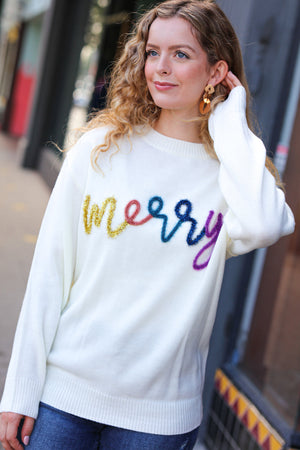 More the Merrier White Pop Up Lurex Sweater - Coeur de la Mode
