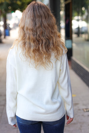 More the Merrier White Pop Up Lurex Sweater - Coeur de la Mode