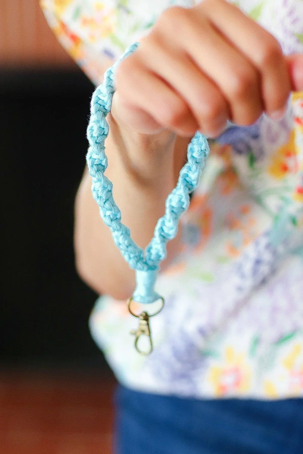 Blue Hand Woven Braid Wristlet Keychain - Coeur de la Mode
