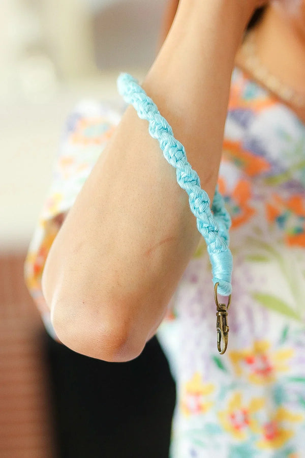 Blue Hand Woven Braid Wristlet Keychain - Coeur de la Mode