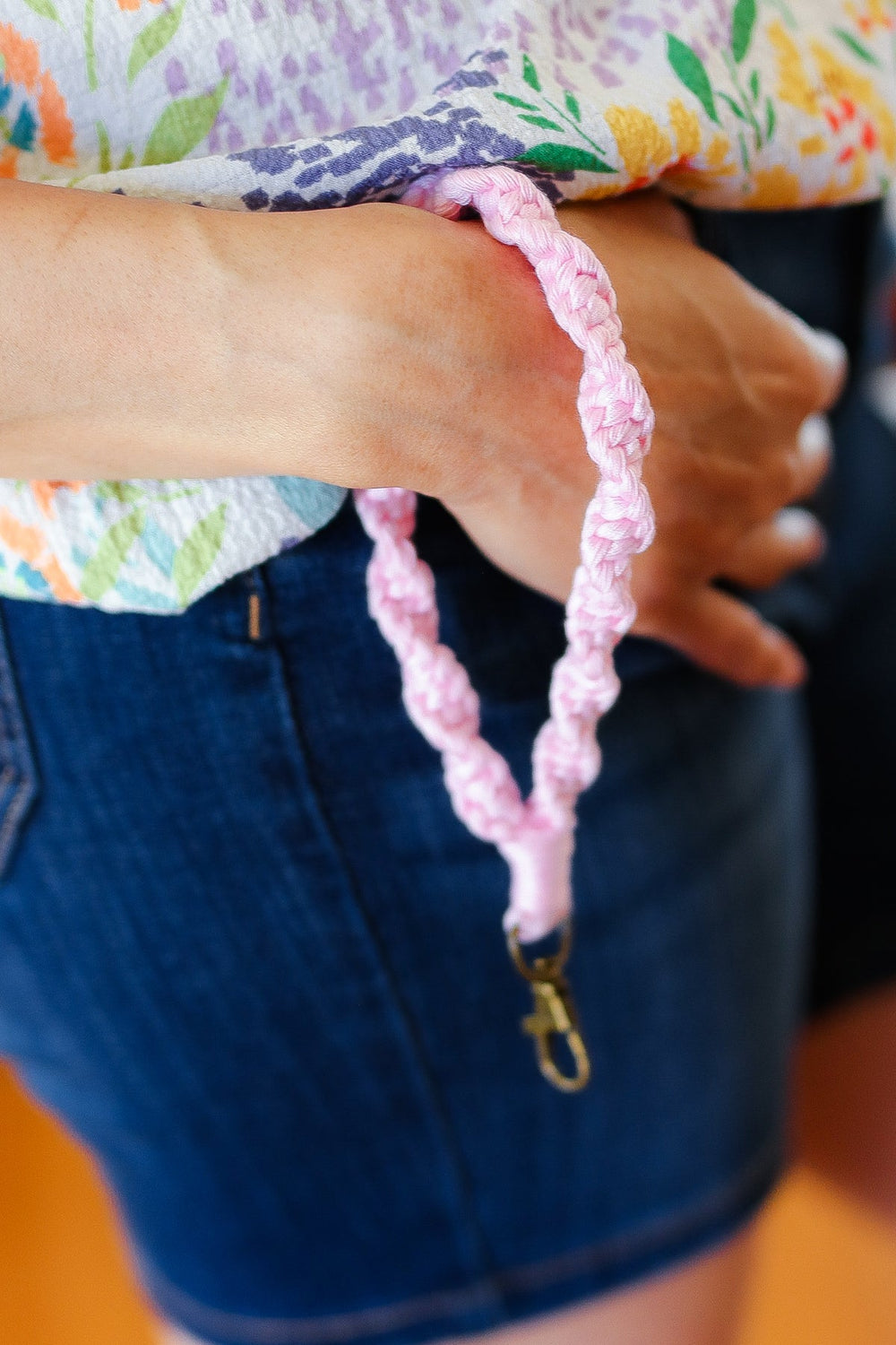 Baby Pink Hand Woven Braid Wristlet Keychain - Coeur de la Mode