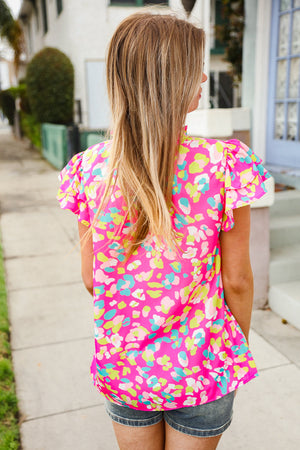 Feeling Femme in Pink Floral Print Frill Mock Neck Blouse - Coeur de la Mode