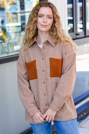 Start You Day Rust Flannel Plaid Oversized Shacket - Coeur de la Mode