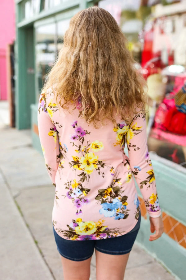 Just My Type Pink Floral Cowl Neck Sweater Top - Coeur de la Mode