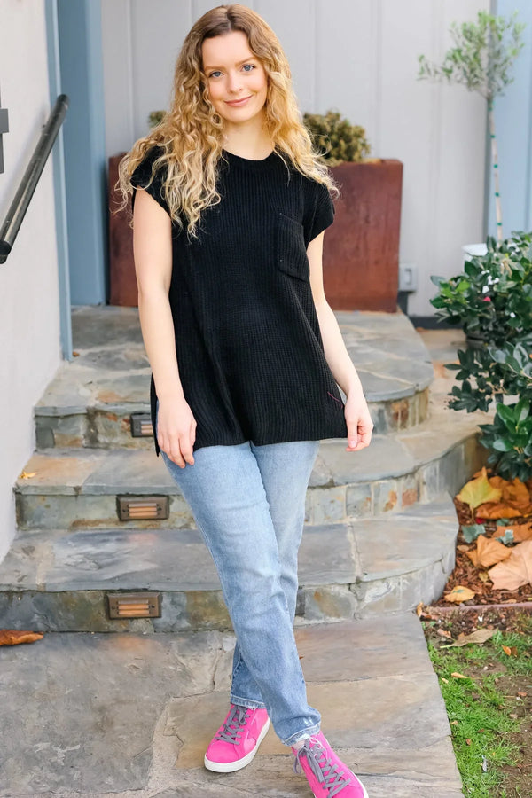 Best In Bold Black Dolman Ribbed Knit Sweater Top - Coeur de la Mode