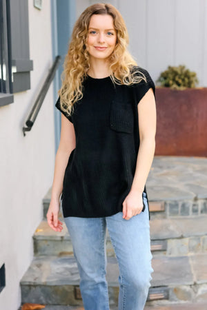 Best In Bold Black Dolman Ribbed Knit Sweater Top - Coeur de la Mode