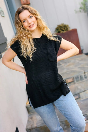 Best In Bold Black Dolman Ribbed Knit Sweater Top - Coeur de la Mode