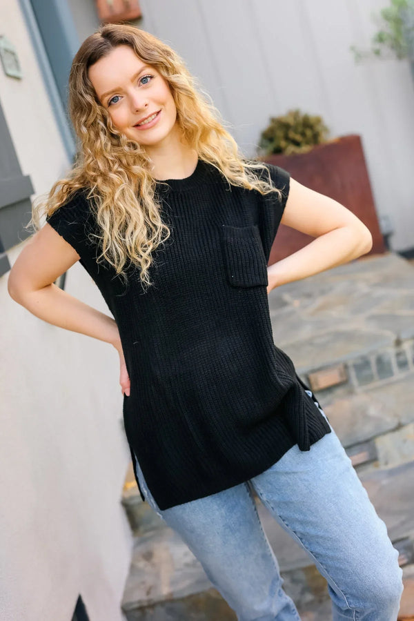 Best In Bold Black Dolman Ribbed Knit Sweater Top - Coeur de la Mode