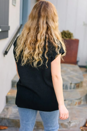 Best In Bold Black Dolman Ribbed Knit Sweater Top - Coeur de la Mode