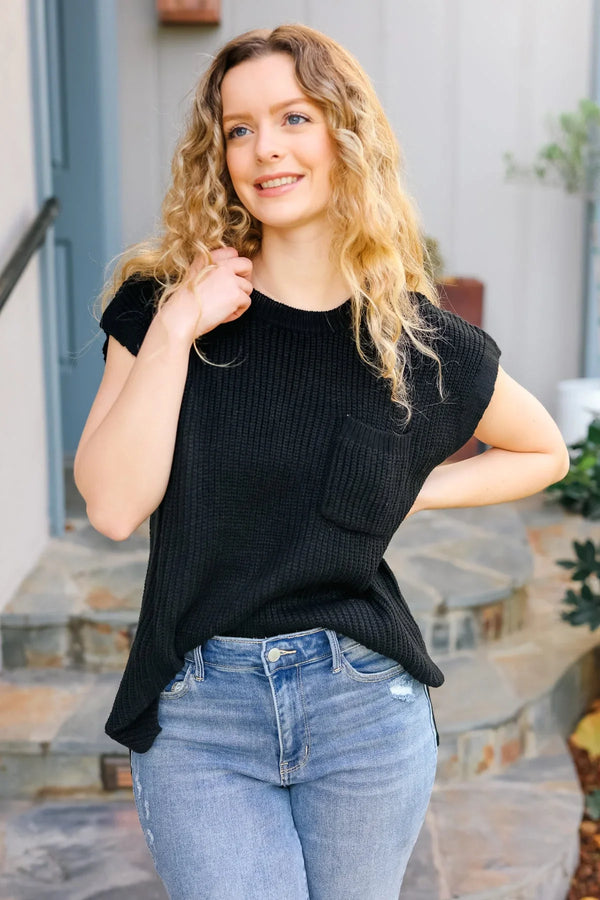 Best In Bold Black Dolman Ribbed Knit Sweater Top - Coeur de la Mode