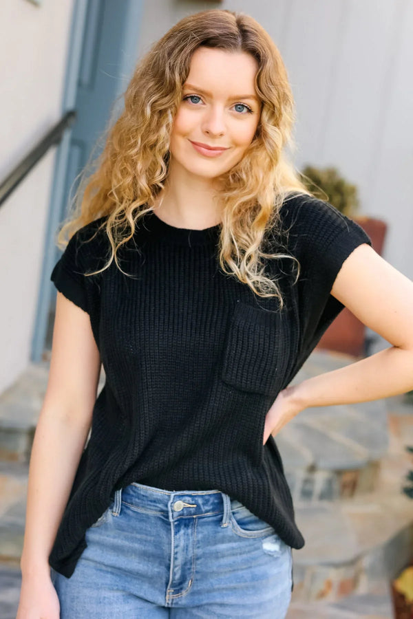 Best In Bold Black Dolman Ribbed Knit Sweater Top - Coeur de la Mode